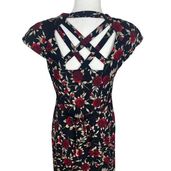 Vtg Betsy Lauren Floral Rayon Button Front Midi Dress Size 10 Feminine Romantic - Picture 6 of 11
